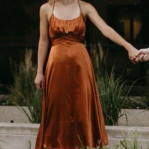 Burnt orange silk dress